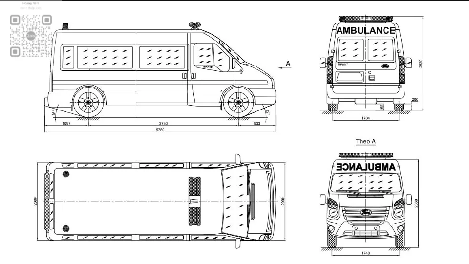 Ford Transit cứu thương Ban ve thiet ke xe cuu thuong Ford Transit moi nhat - Ford Transit cứu thương